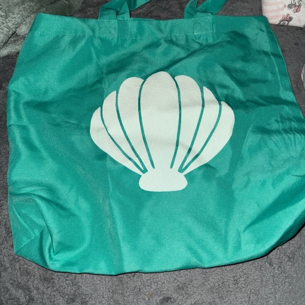 Teal Tote Bag with Shell Design